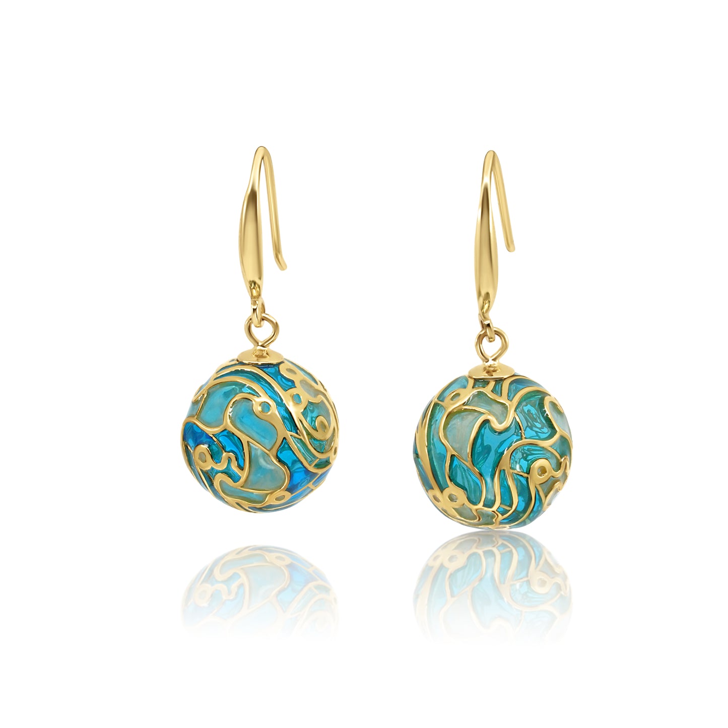 Plique-à-Jour Blue Earth Dangling Earrings