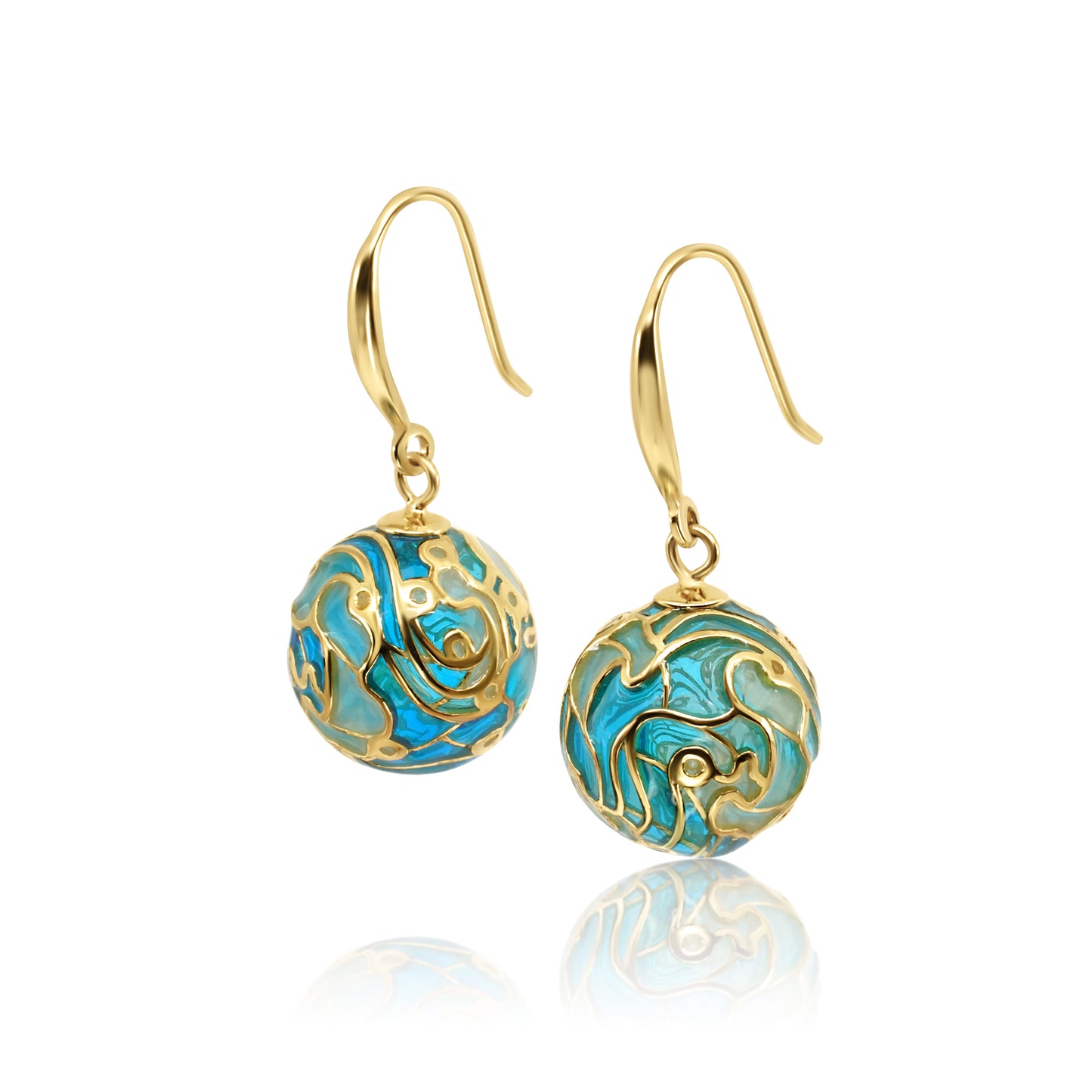 Plique-à-Jour Blue Earth Dangling Earrings