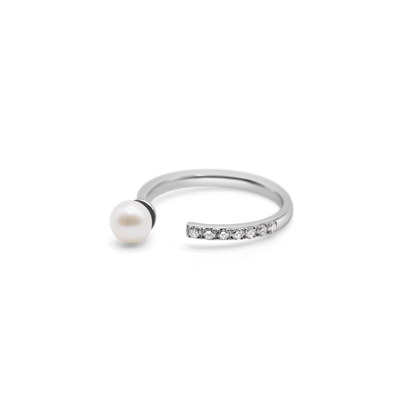 Pearl Mirage Open Shank Diamond Ring