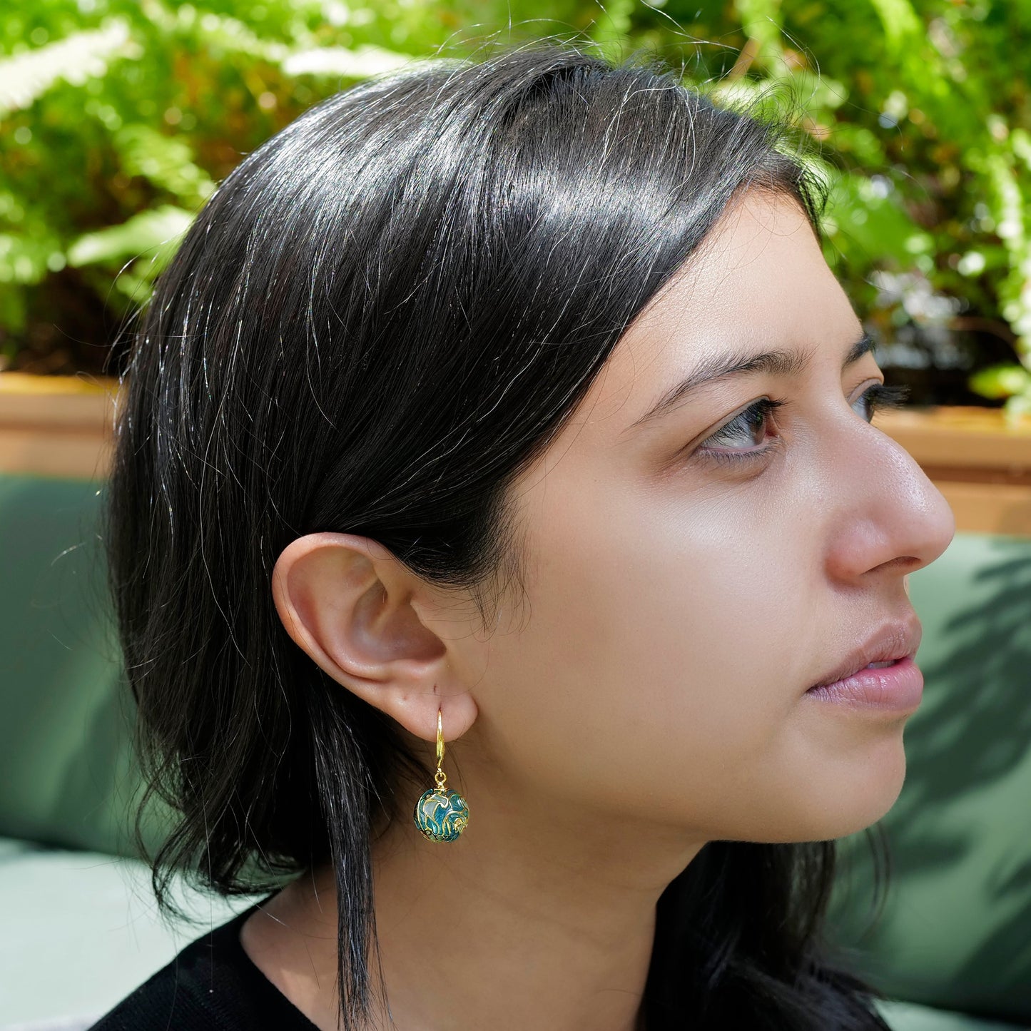 Plique-à-Jour Blue Earth Dangling Earrings