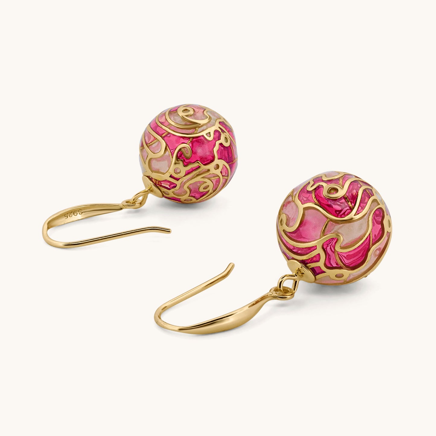 Plique-à-Jour Blue Earth Dangling Earrings